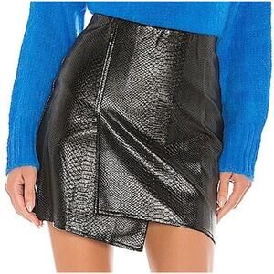 J.O.A. Just One Answer Faux Leather Overlap Mini Skirt in BlackSize Small‎ NEW